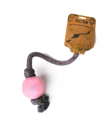Hračky pre psov, BecoBall lano EKO s ružovou loptou