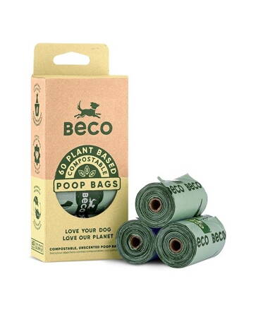 Vrecká na exkrementy Beco, 60 ks, kompostovateľné, ekologické